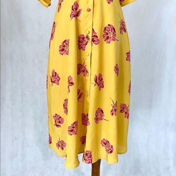 Forever 21 Deep V-Neck Marigold & Peonies Dress - Picture 5 of 13